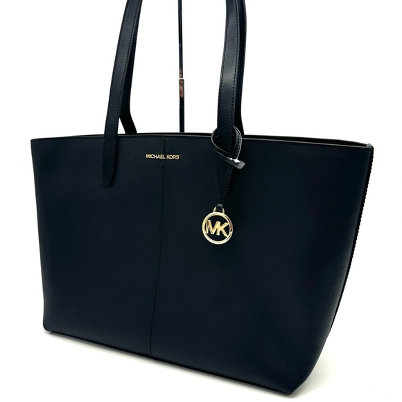 Michael Kors Medium Jet Set Travel Zip Tote Bag Black/Gold - Picture 1 of 10